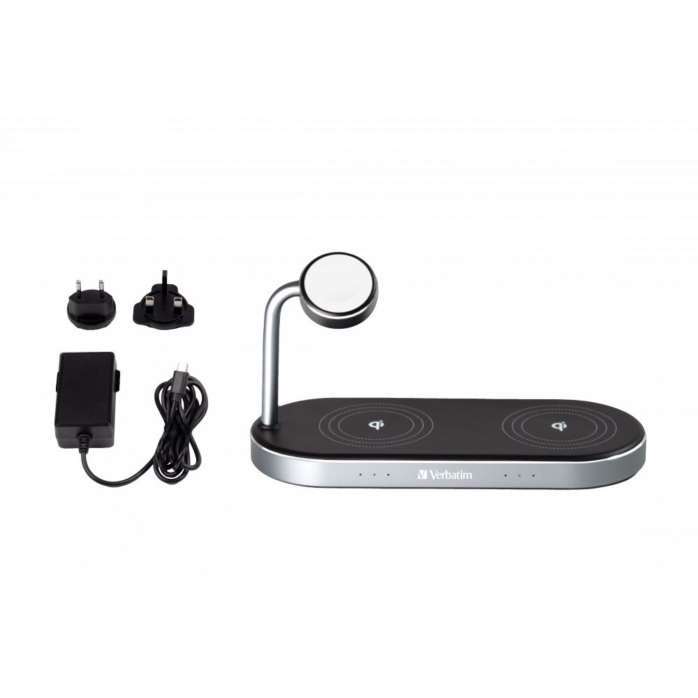 Verbatim 3az1-ben dupla vezeték nélküli töltőpad Apple Watch töltővel (49557) (verbatim49557)