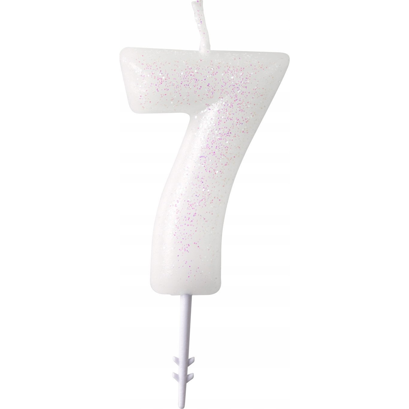 White, Fehér csillámos gyertya 7-es 6,5 cm (9904382)