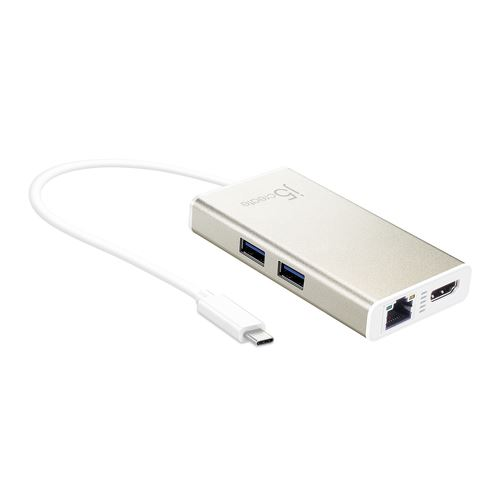 j5create JCA374 Cablato USB tipo-C Oro, Bianco
