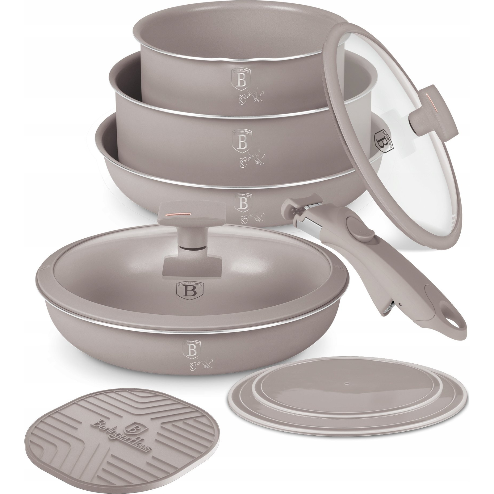 BerlingerHaus BH/8255 Taupe Collection 9 Részes Edénykészlet - Alumínium, Matt Taupe (BH-8255)