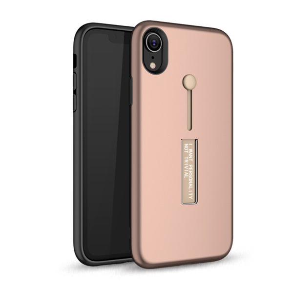 Műanyag telefonvédő (gumírozott, ujjra húzható szilikon) ROZÉARANY [Apple iPhone XS Max 6.5] (5996457802203)