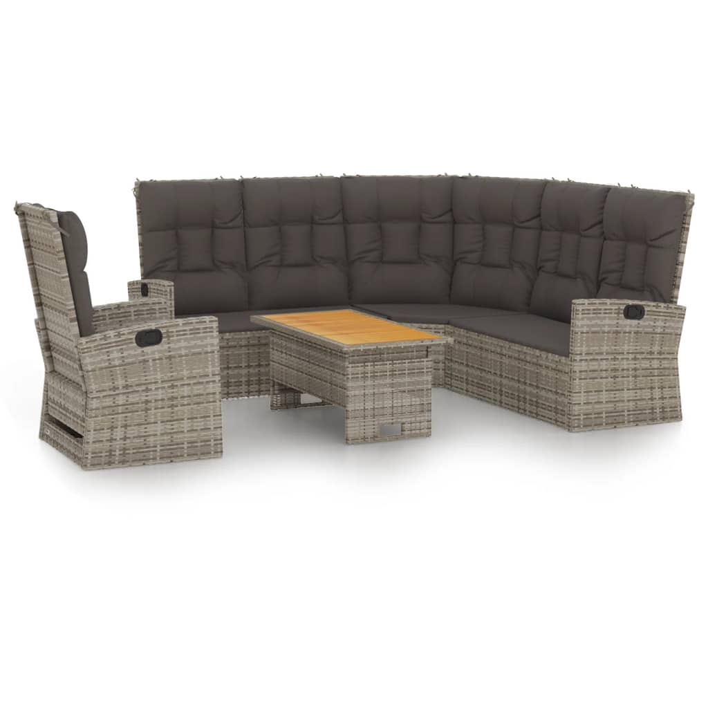 3 részes szürke polyrattan kerti ülőgarnitúra párnákkal (362178)