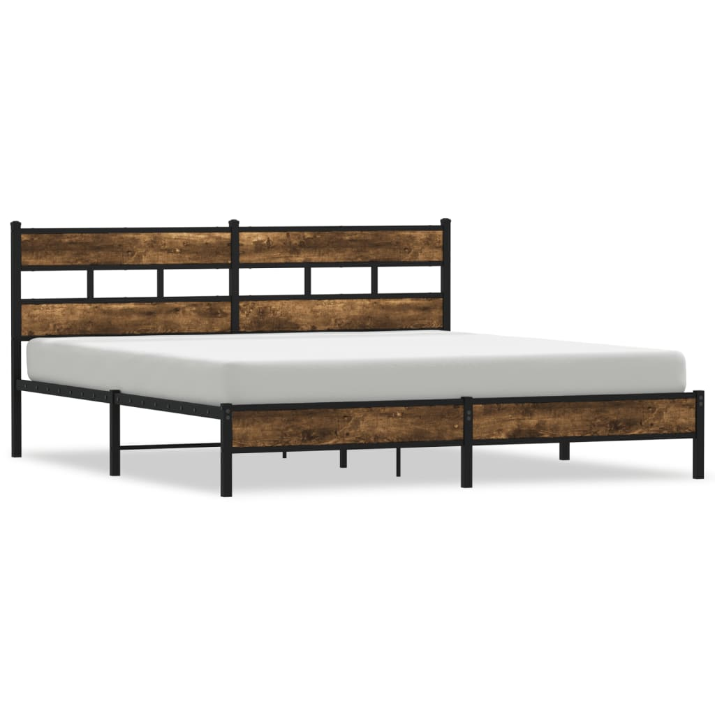 füstös tölgy színű fém ágykeret matrac nélkül 183 x 213 cm (3308483)