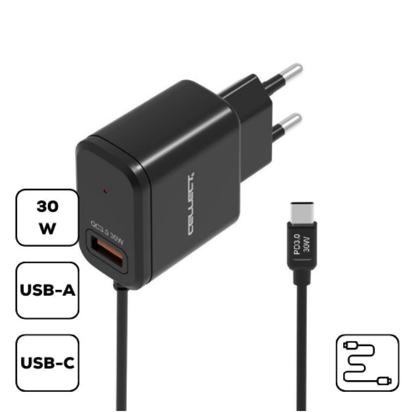 Cellect HS-H47 USB-A hálózati töltő USB-C kábellel fekete (MTC-HSH4730W-TYPECBK) (MTC-HSH4730W-TYPECBK)