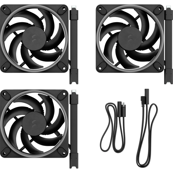 Fractal Design Momentum PWM 120x120x25mm RGB Rendszerhűtő ventilátor 3db - Fekete
