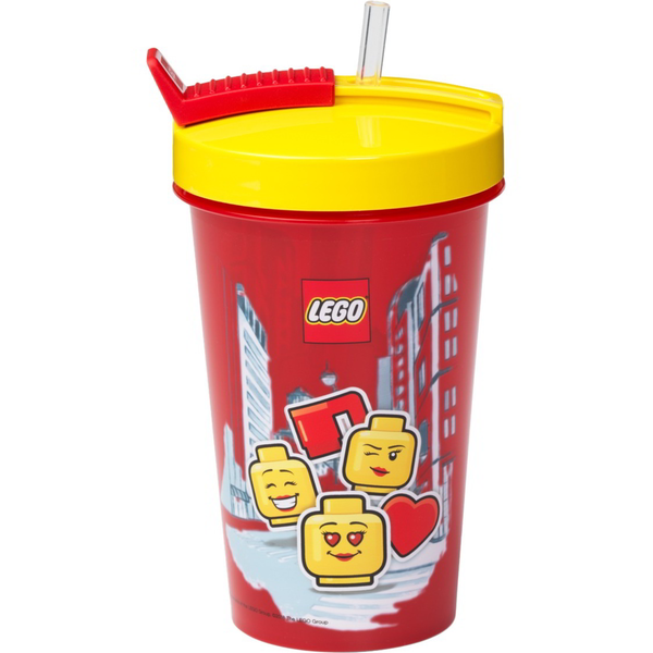 LEGO Coppenhagen 500ml Műanyag gyerek pohár szívószállal - Iconic lány mintás