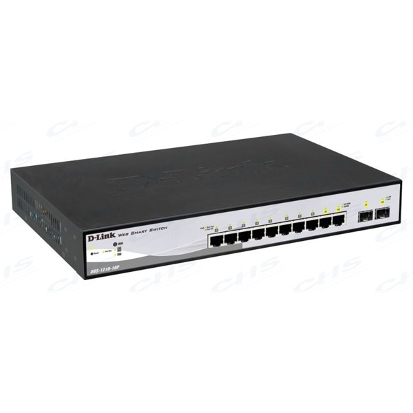 D-Link DGS-1210-10P switch di rete Gestito L2 Gigabit Ethernet (10/100/1000) Supporto Power over Ethernet (PoE) 1U Nero