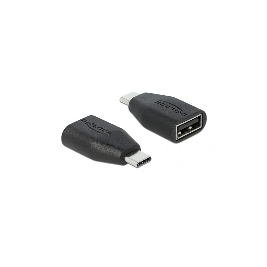 Delock USB-C -> USB-A 2.0 M/F adatblokkoló fekete (66528)