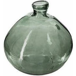 Jarrón Redondo De Vidrio Reciclado Verde Caqui D23cm