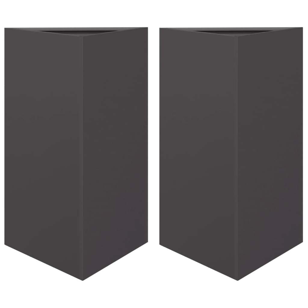 2 db fekete acél háromszög alakú kerti növénytartó 50x43x75 cm (851172)