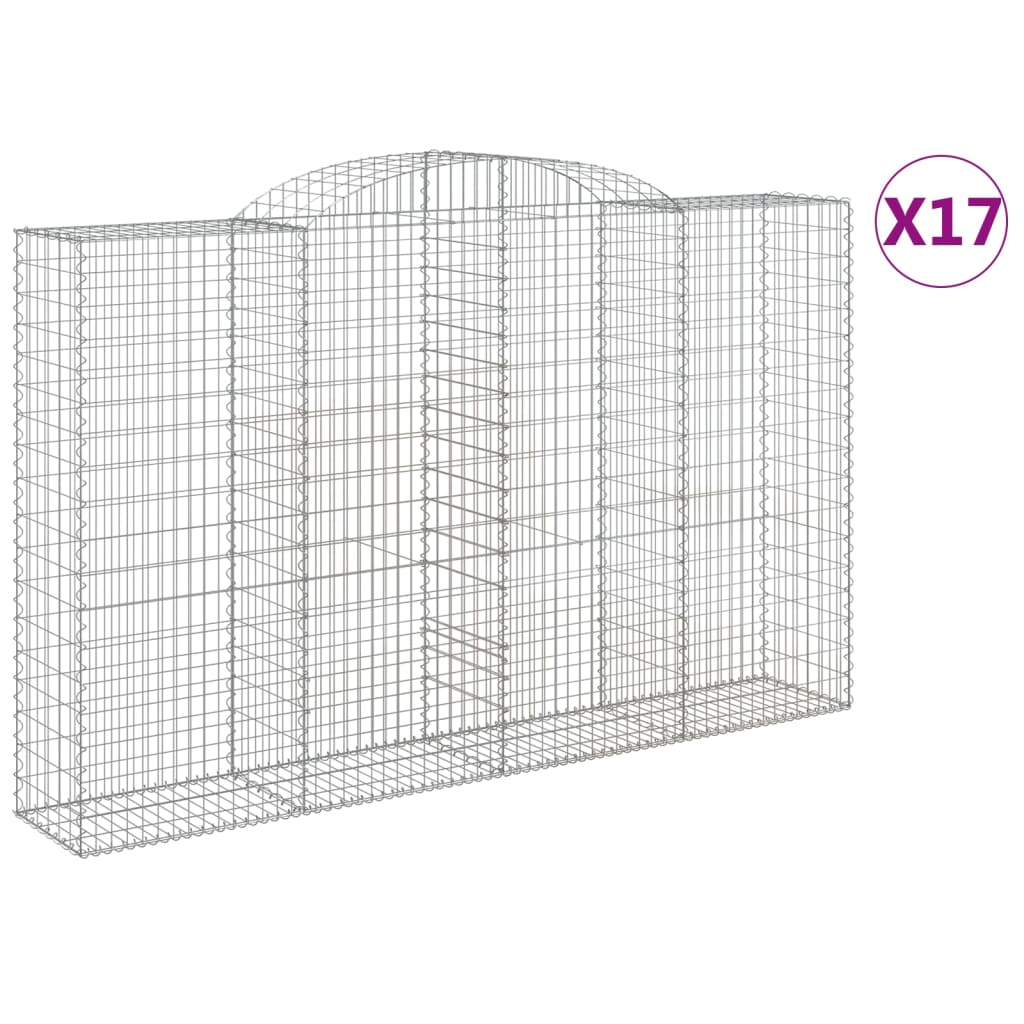 17 db íves horganyzott vas gabion kosár 300x50x180/200 cm (3146786)