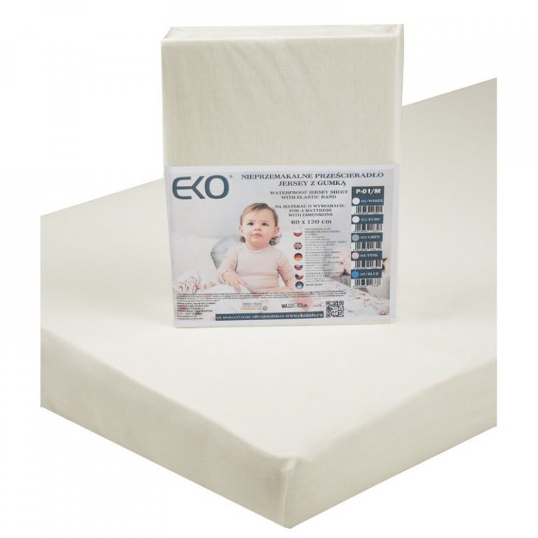 EKO Jersey gumis lepedő, vízhatlan, bézs 120x60 cm (5903636118307)