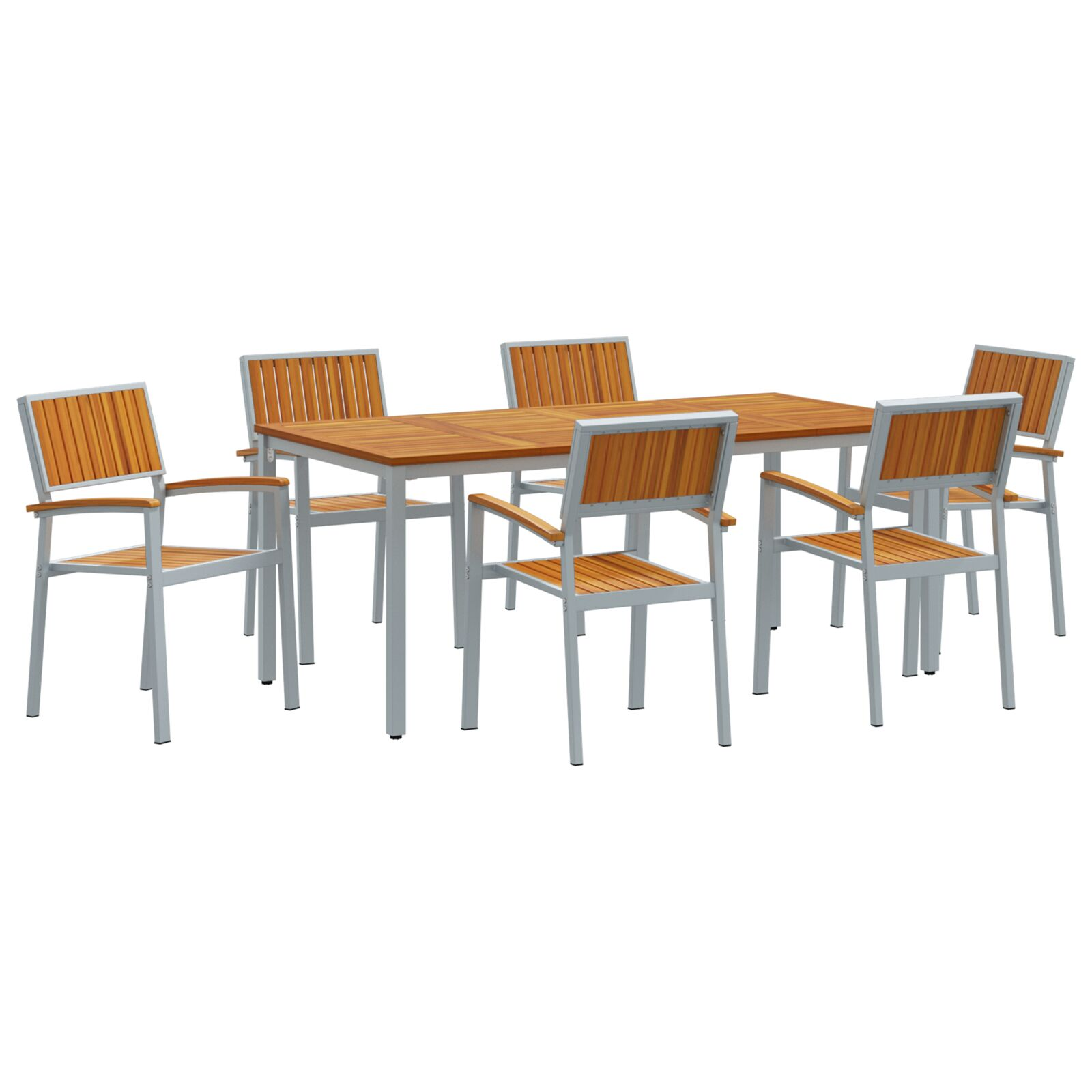 Kerti Étkezőszett 7 Darab Szürke Fém Tartós Kerti Étkezőszett (3284426)