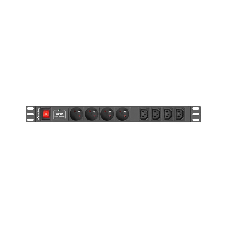 Lanberg PDU-04E04I-0200-BK 4x Schuko 4x IEC túlfeszültség védő - elosztó 2m (PDU-04E04I-0200-BK)