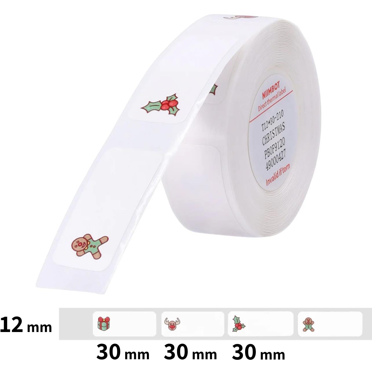 Niimbot D11 / D11-M / D110 / D110-H címke, T, 12×30 mm, 210 db, karácsonyi minta (A2A88988601)