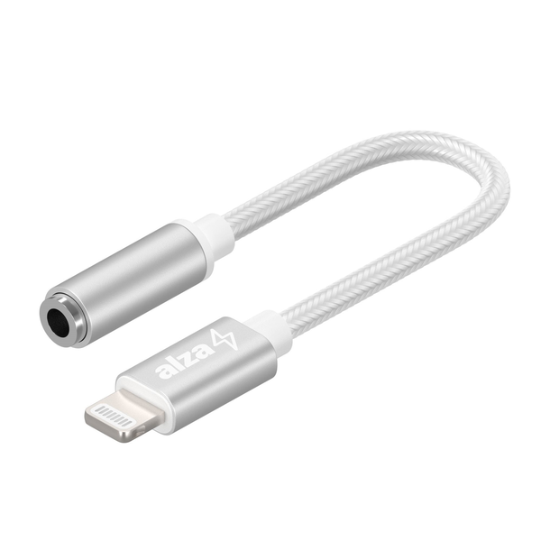 AlzaPower Lightning Mfi (M) to 3.5mm Jack (F) 0.1m, ezüst