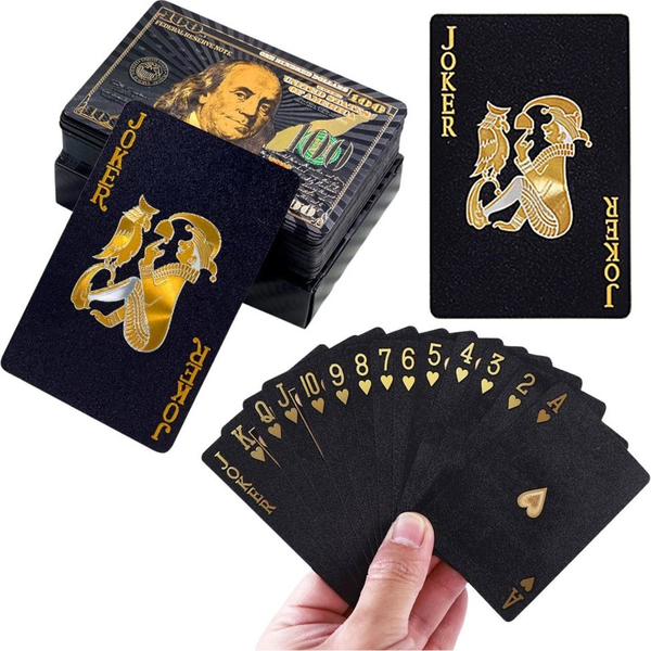 Karty Do Gry Towarzyskiej Eleganckie Banknot Dolar Czarne Talia 54 Karty LEAN TOYS
