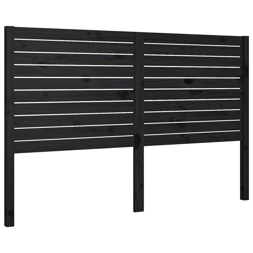 fekete tömör fenyőfa ágyfejtámla 141x4x100 cm (819019)