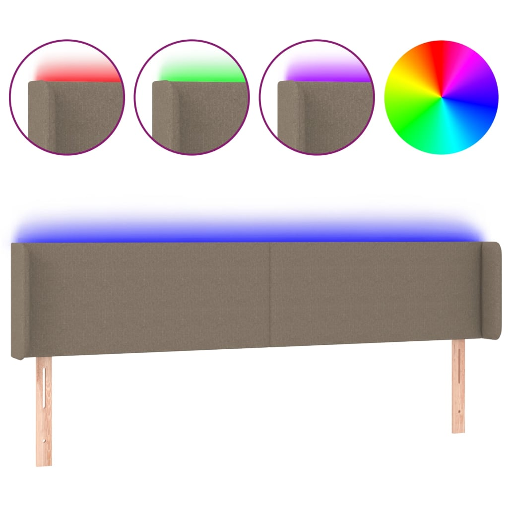 tópszínű szövet LED-es fejtámla 163 x 16 x 78/88 cm (3122966)