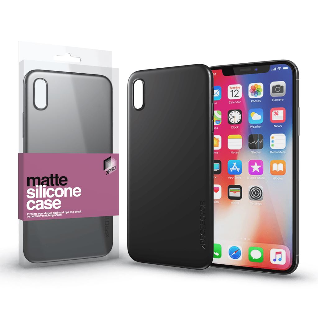 Xprotector Matte Apple iPhone X szilikon hátlaptok fekete (114420) (x114420)