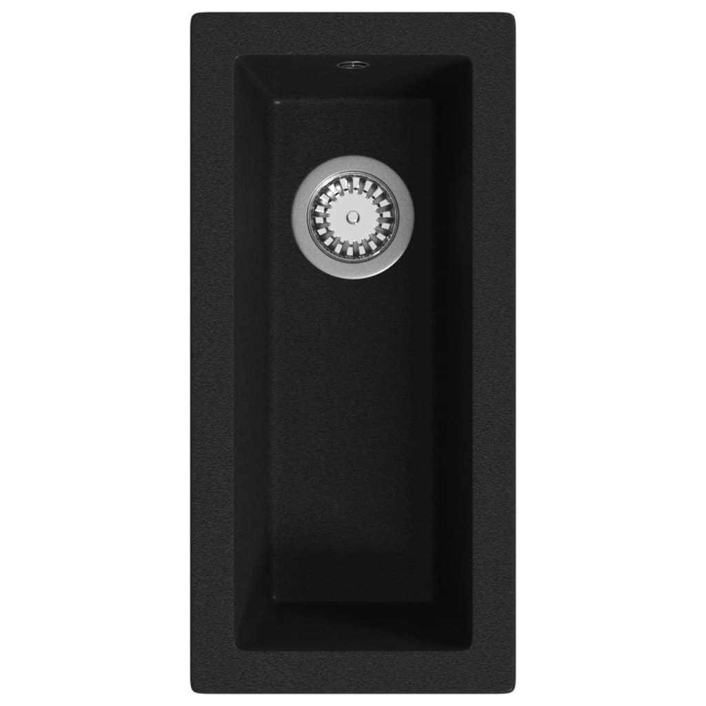 fekete gránit konyhai mosogatótálca túlfolyóval (147077)