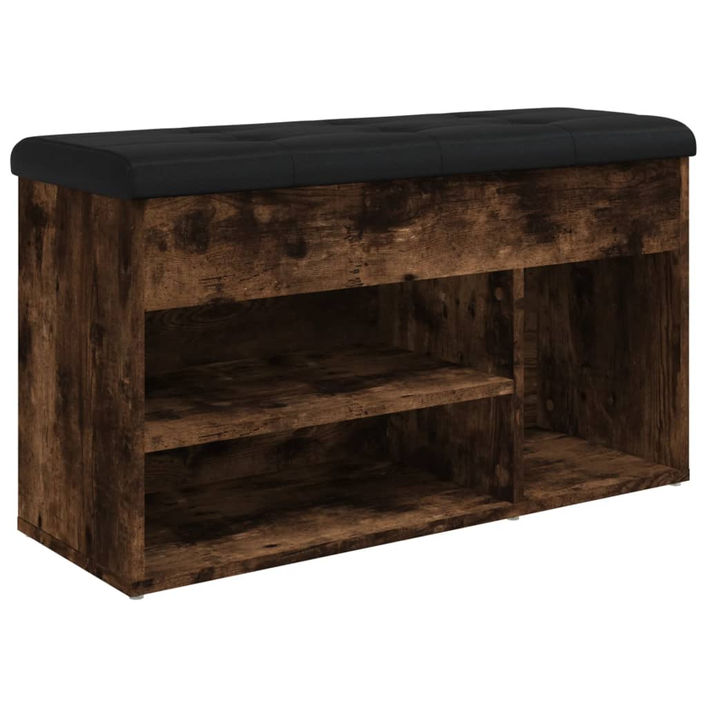füstös tölgy színű szerelt fa cipőtároló pad 82 x 32 x 45,5 cm (835030)