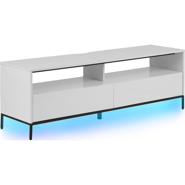 Mueble Tv Blanco Con Luces Led Para Televisor De Hasta 70ʺ Con Estantes 2 Cajones Sydney - Blanco