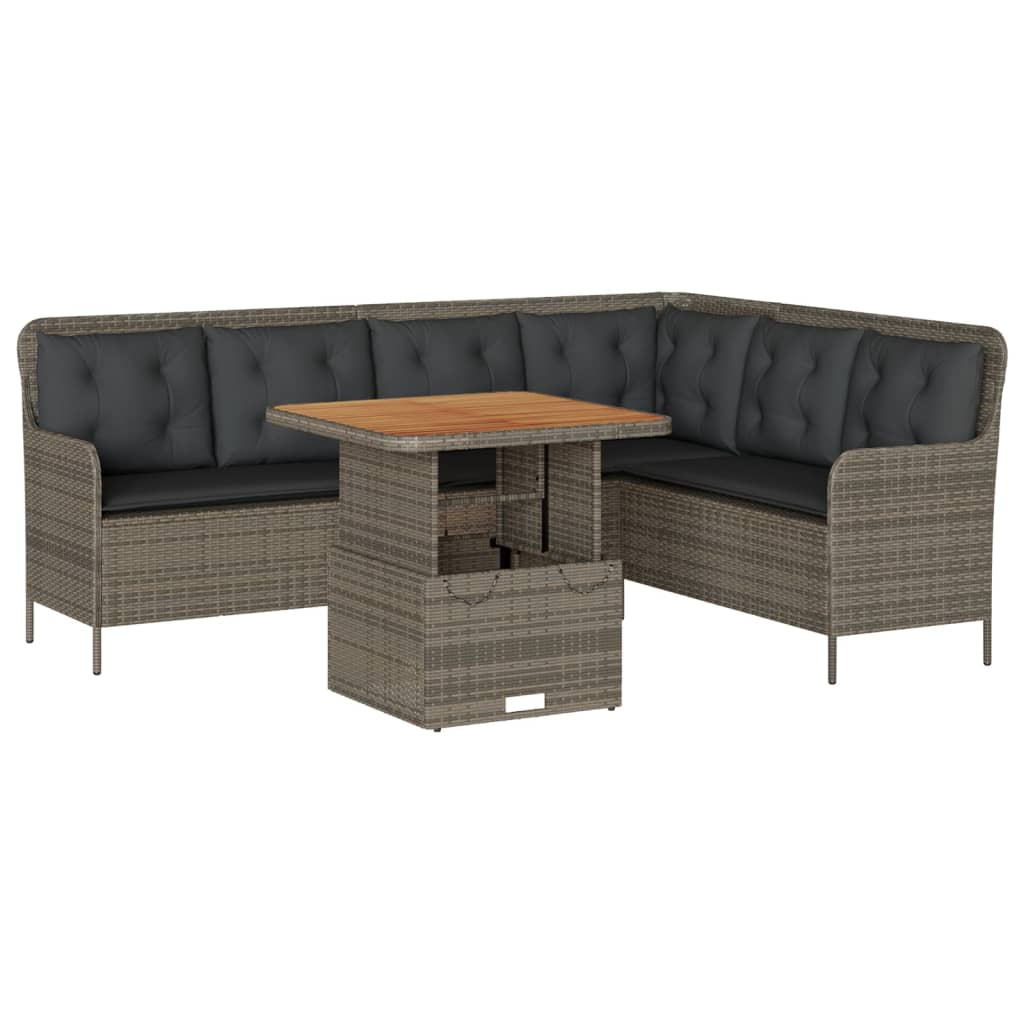 2 részes szürke polyrattan kerti kanapészett párnákkal (3262080)