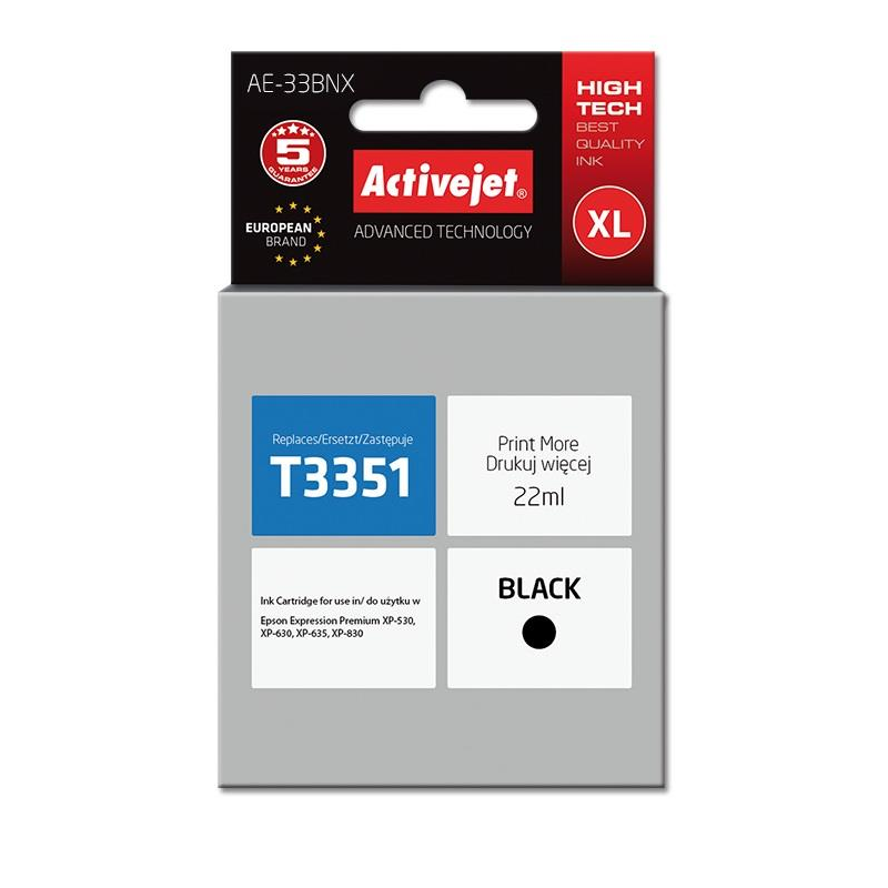ActiveJet (Epson 33XL T3351) Tintapatron Fekete (AE-33BNX)