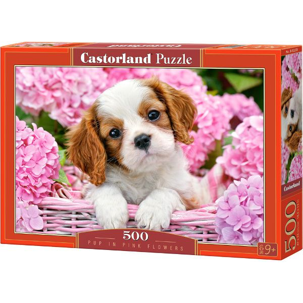 Castorland Pup in pink flowers 500 pcs Puzzle 500 pz Fauna