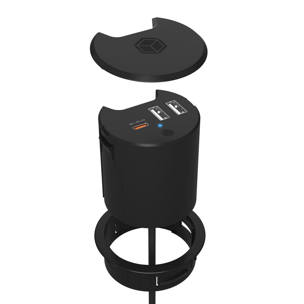 ICY BOX IB-HUB1407 Univerzális Fekete AC Gyorstöltés Beltéri (IB-HUB1407)