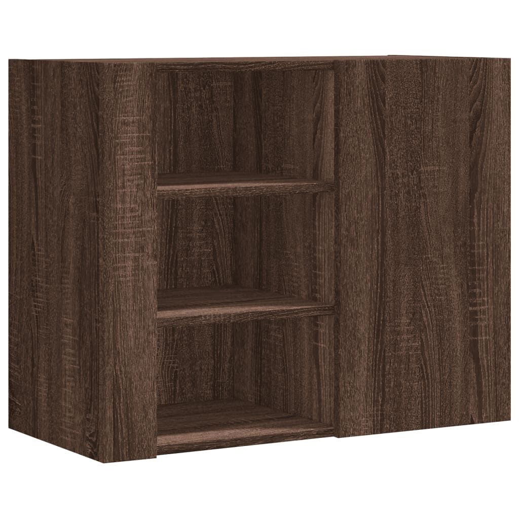barna tölgy színű szerelt fa fali szekrény 75 x 35 x 60 cm (848429)