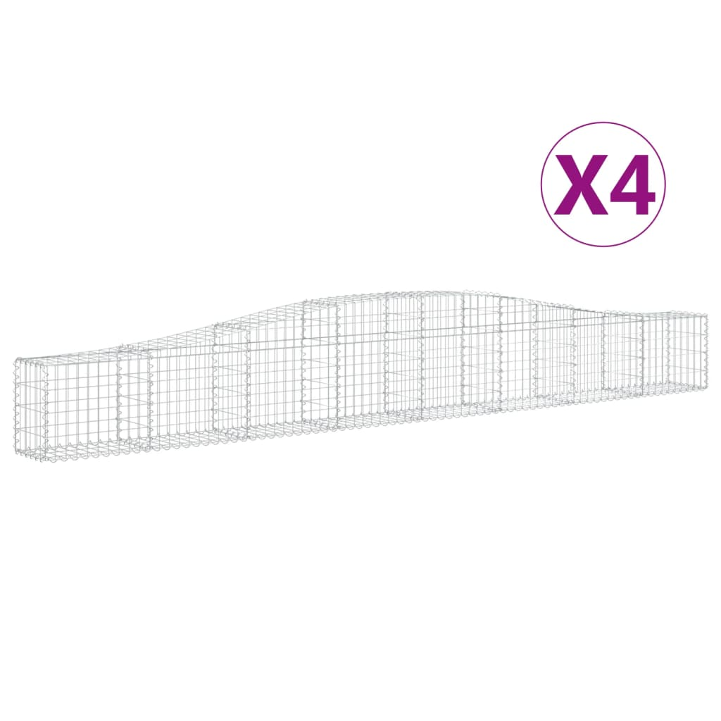4 db íves horganyzott vas gabion kosár 400x30x40/60 cm (3145789)