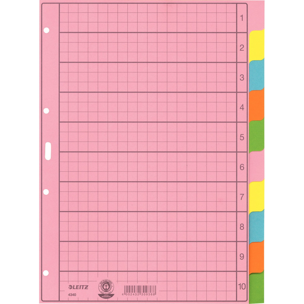 Leitz 43400000 indextab Blanco tabbladindex Papier Meerkleurig