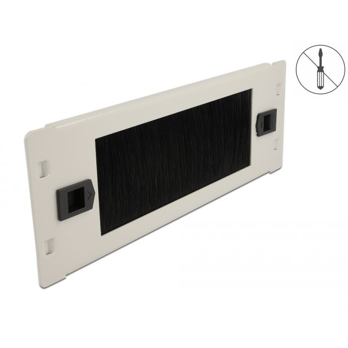 Delock 10” hálózati szekrényekhez kábelrendező kefe csík, 2U szürke (66619) (delock66619)