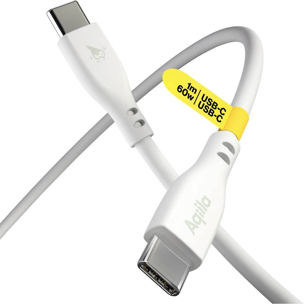 Aqiila CS11USB-C apa - USB-C apa 2.0 Adat és töltő kábel 1m - Fehér (AQCBPBIC1SI812)