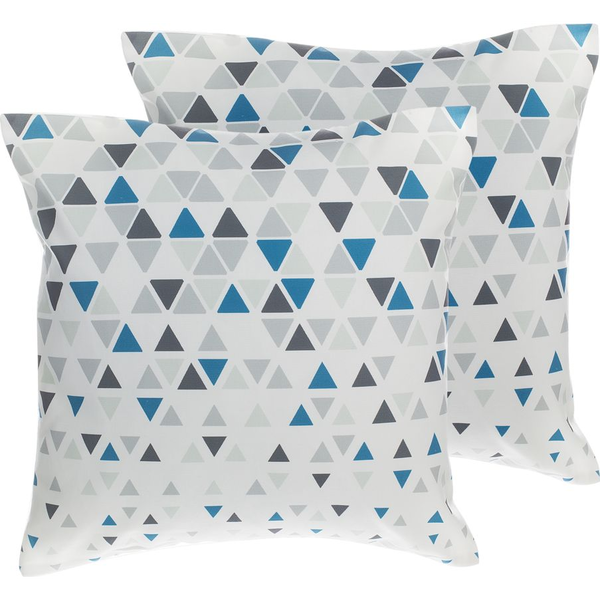 Conjunto De Cojines Decorativos De Triángulos Gris Y Azul 45 X 45 Cm Patrón Geométrico Decoración Moderna Cleome - Multicolor