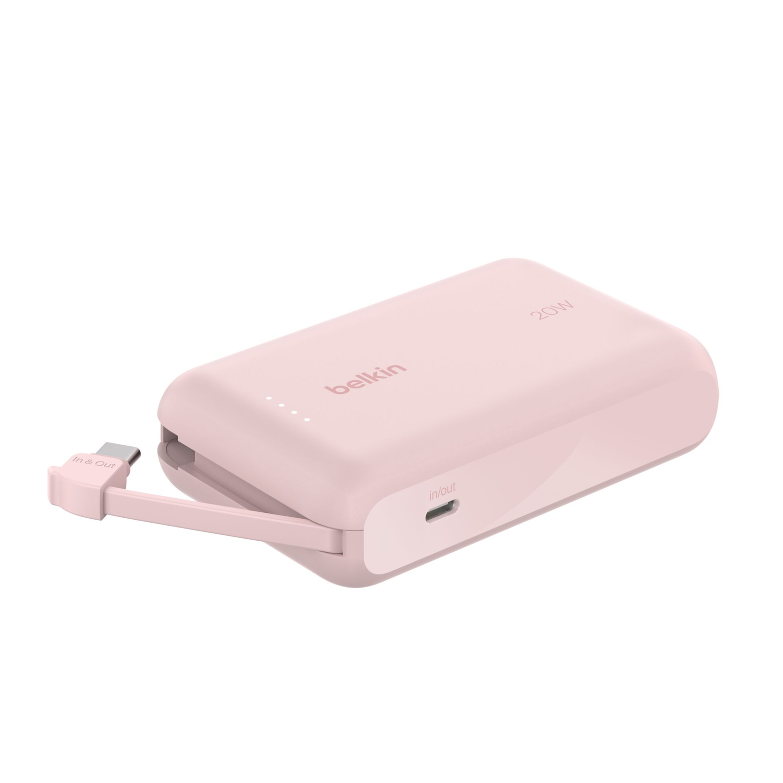 Belkin BOOST BPB021HQPK Powerbank integrált kábellel Type-C 10000mAh 20w - Rózsaszín (BPB021HQPK)
