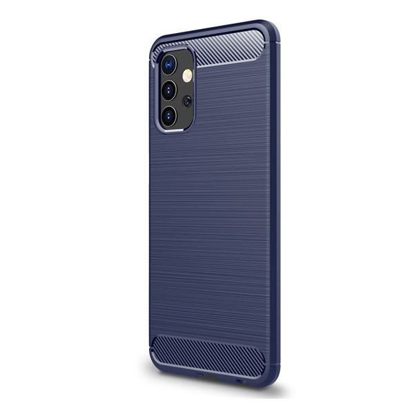 Szilikon telefonvédő (közepesen ütésálló, légpárnás sarok, szálcsiszolt, karbon minta) SÖTÉTKÉK [Samsung Galaxy A32 5G (SM-A326)] (5996591036946)