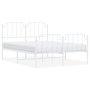 Cadru pat metalic cu tăblie de cap/picioare , alb, 150x200 cm