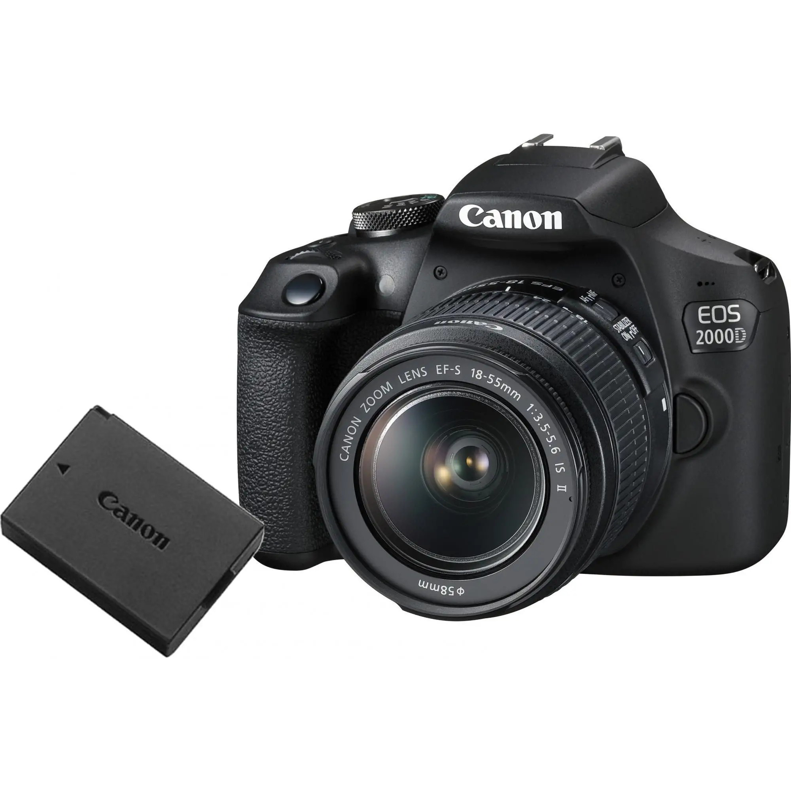 Canon EOS 2000D Digitális fényképezőgép + EF-S 18-55mm IS II + LP-E10 KIT - Fekete (2728C010)