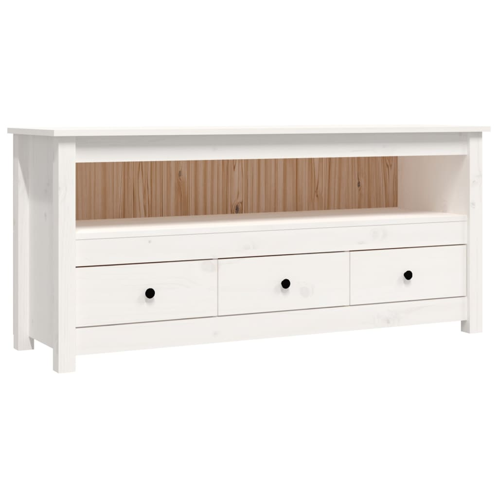 fehér tömör fenyőfa TV-szekrény 114x35x52 cm (821503)
