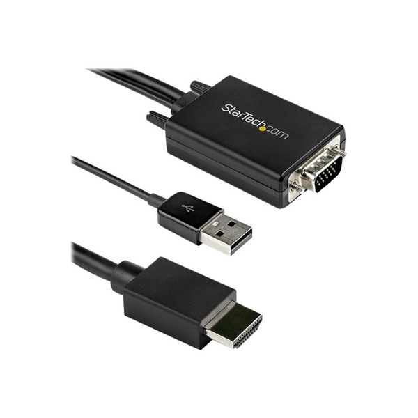 StarTech.com VGA2HDMM2M videokabel adapter 2 m USB Type-A + VGA (D-Sub) HDMI Type A (Standard) Sort