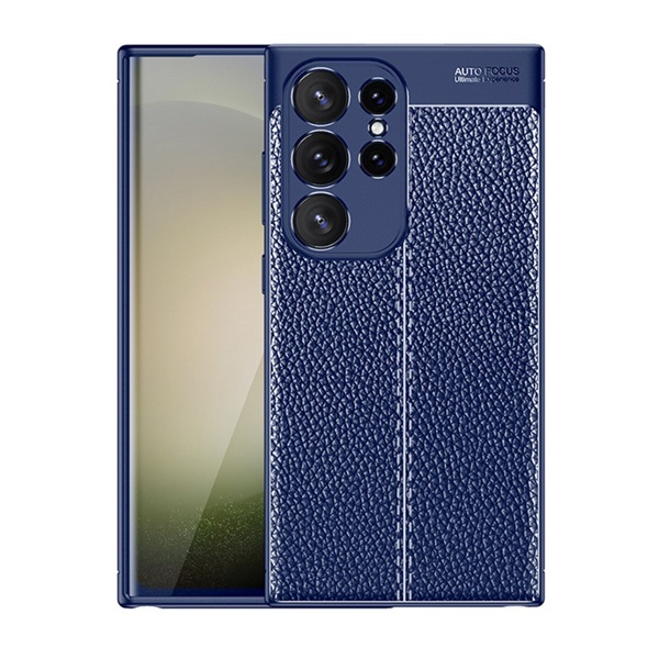 Szilikon telefonvédő (ütésállóság, bőr hatású, varrás minta) SÖTÉTKÉK Samsung Galaxy S24 Ultra (SM-S928) "Gigapack csomagolás" (GP-151347)