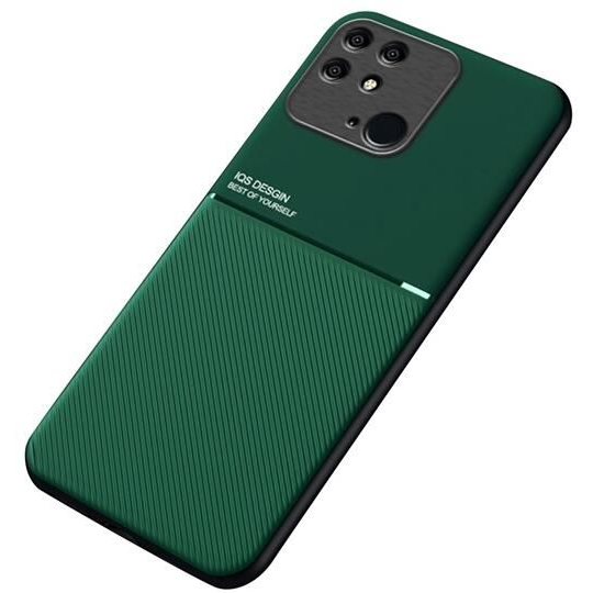 Gigapack Xiaomi Redmi 10C mágneses, bőr hatású, csíkos mintás tok sötétzöld (GP-121620) (GP-121620)