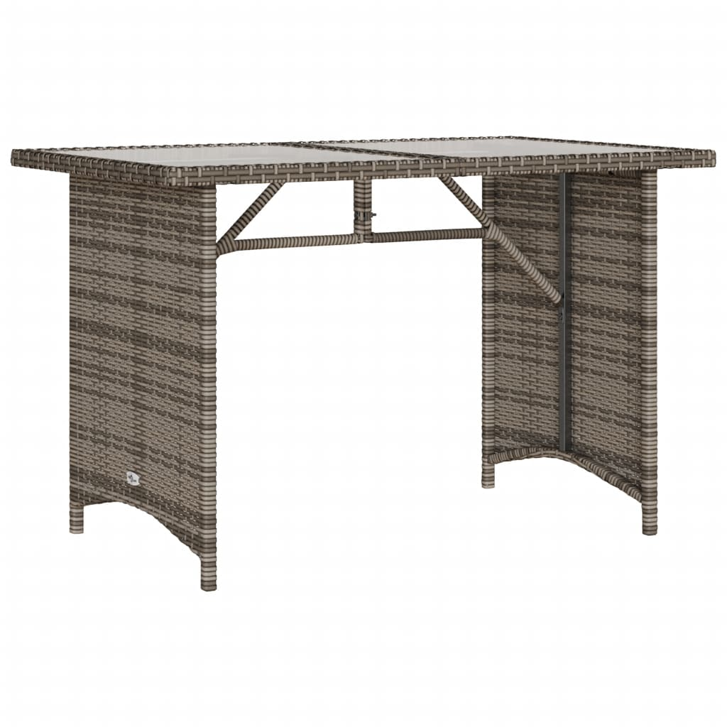 szürke polyrattan üveglapos kerti asztal 110x68x70 cm (366352)