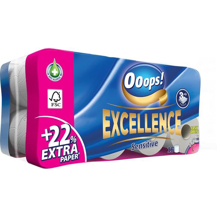 Ooops! Excellence toalettpapír 3 rétegű, 16 tekercses (KTC30161142) (KTC30161142)