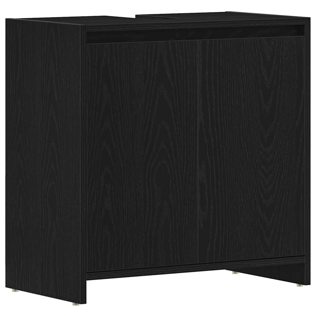 fekete tölgy színű szerelt fa fürdőszobaszekrény 60x33x60 cm (862508)