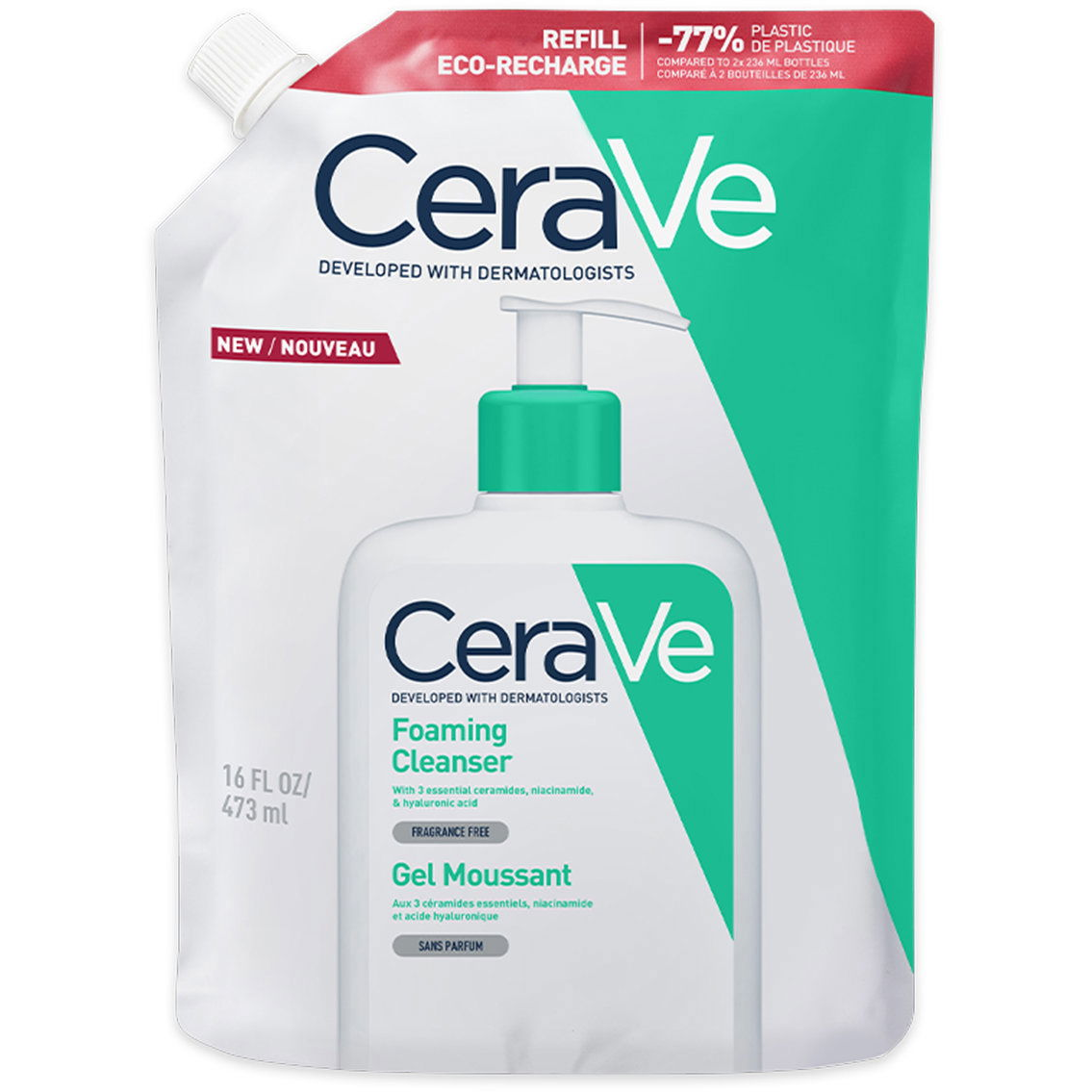 CERAVE tisztító habzó gél utántöltő, 473 ml (3337875905596)