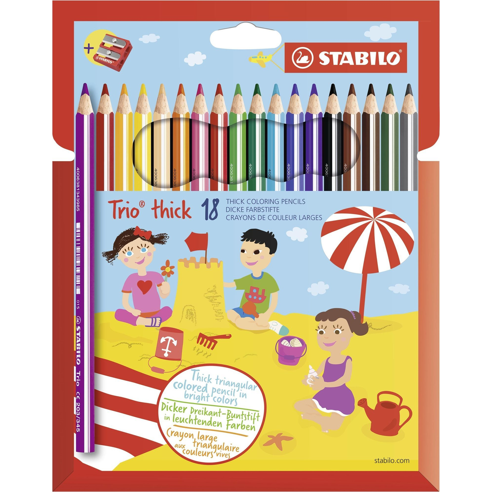 STABILO Trio, vastag 18 db tok hegyezővel (4006381357784)